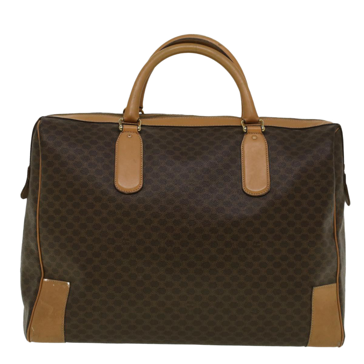 CELINE Macadam Canvas Boston Bag PVC Leather Brown  ki3691