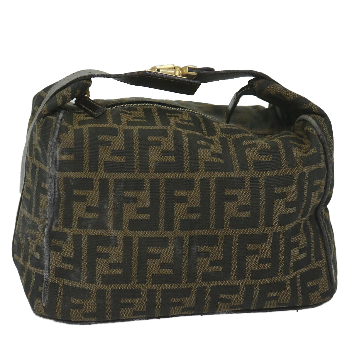 FENDI Zucca Canvas Vanity Cosmetic Pouch Black Brownki3845