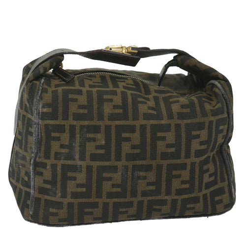 FENDI Zucca Canvas Vanity Cosmetic Pouch Black Brownki3845
