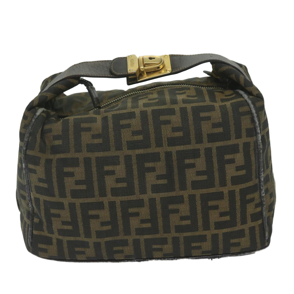 FENDI Zucca Canvas Vanity Cosmetic Pouch Black Brownki3845