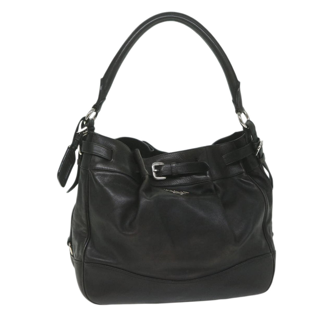 PRADA Shoulder Bag Leather Black  ki3947