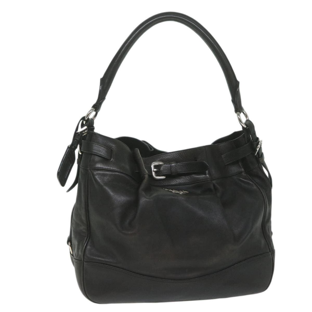 PRADA Shoulder Bag Leather Black  ki3947
