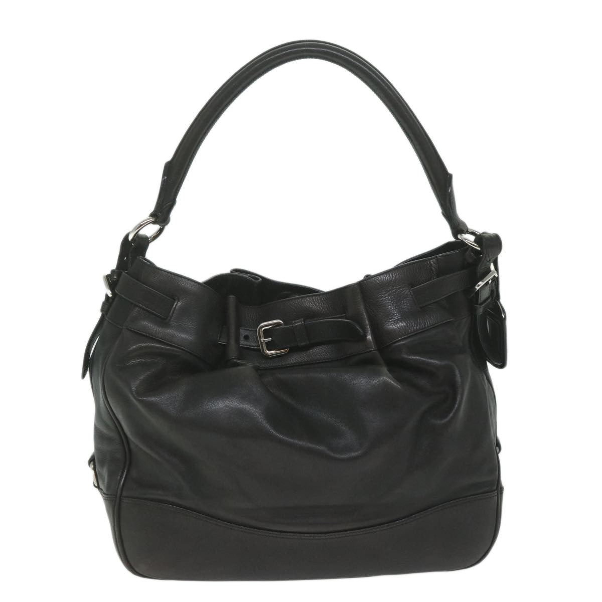 PRADA Shoulder Bag Leather Black  ki3947