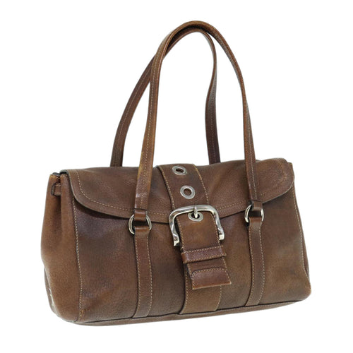 PRADA Hand Bag Leather Brown  ki3959