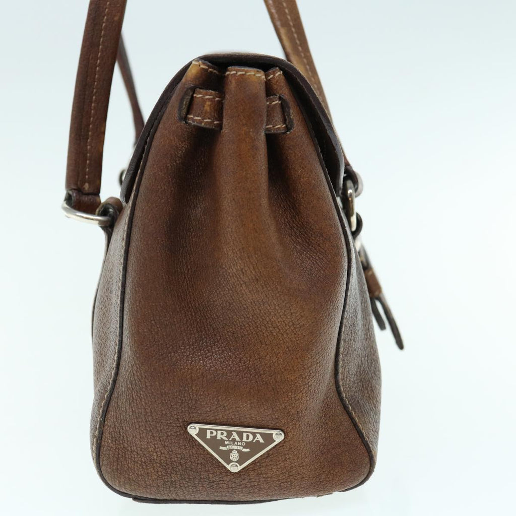 PRADA Hand Bag Leather Brown  ki3959