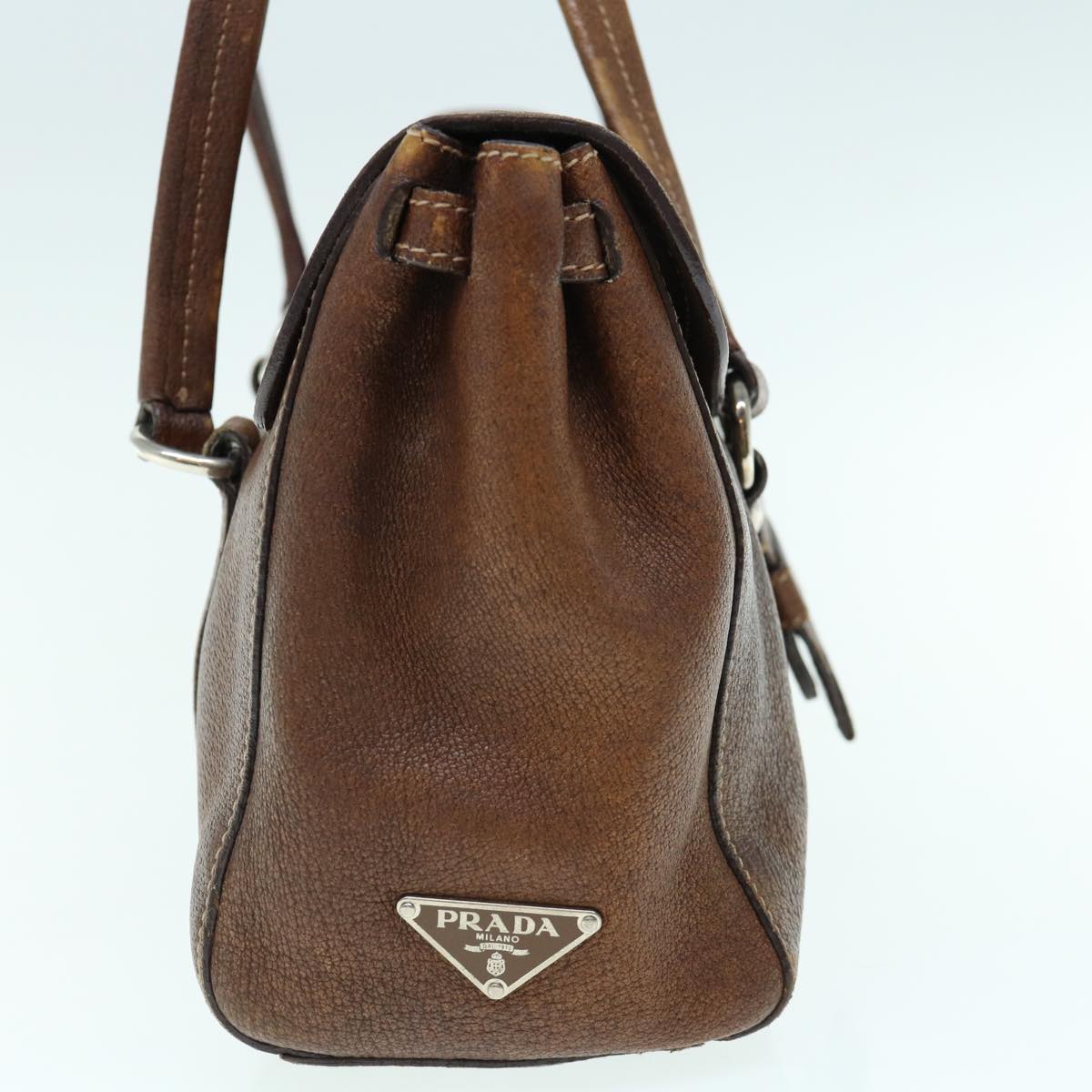 PRADA Hand Bag Leather Brown  ki3959