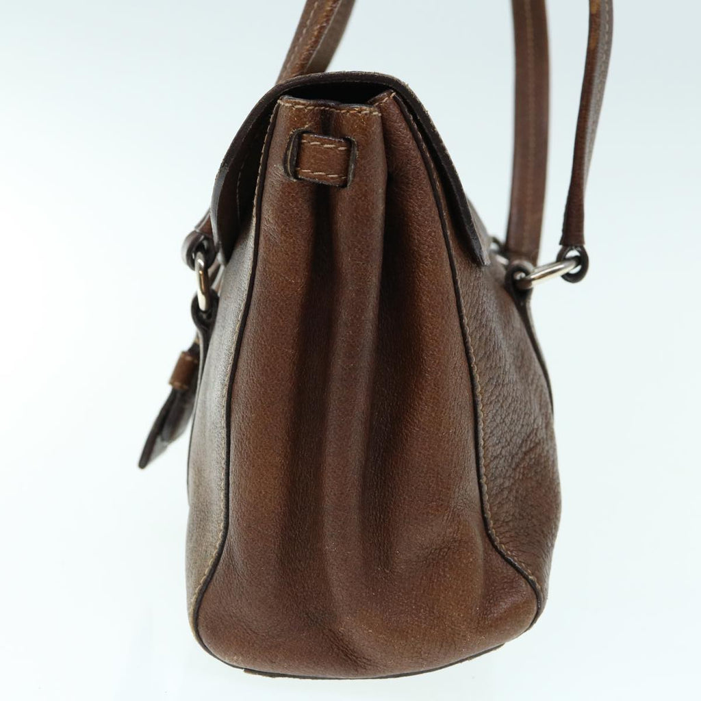 PRADA Hand Bag Leather Brown  ki3959
