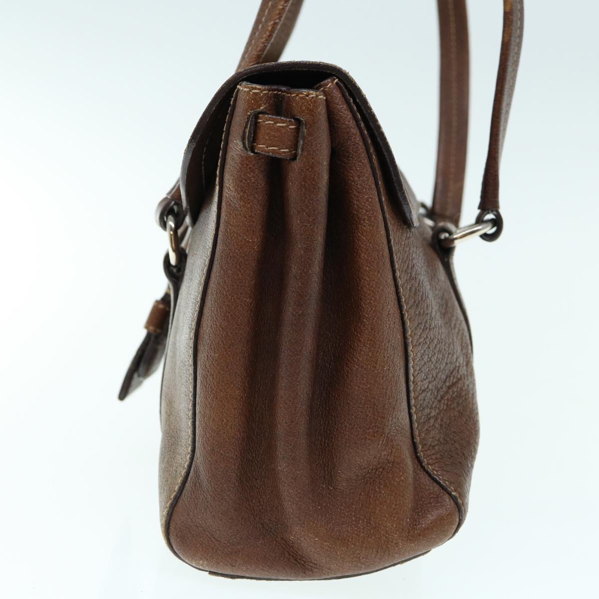 PRADA Hand Bag Leather Brown  ki3959
