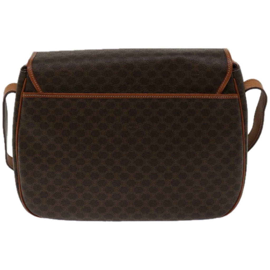 CELINE Macadam Canvas Shoulder Bag PVC Leather Brown Auth ki4098