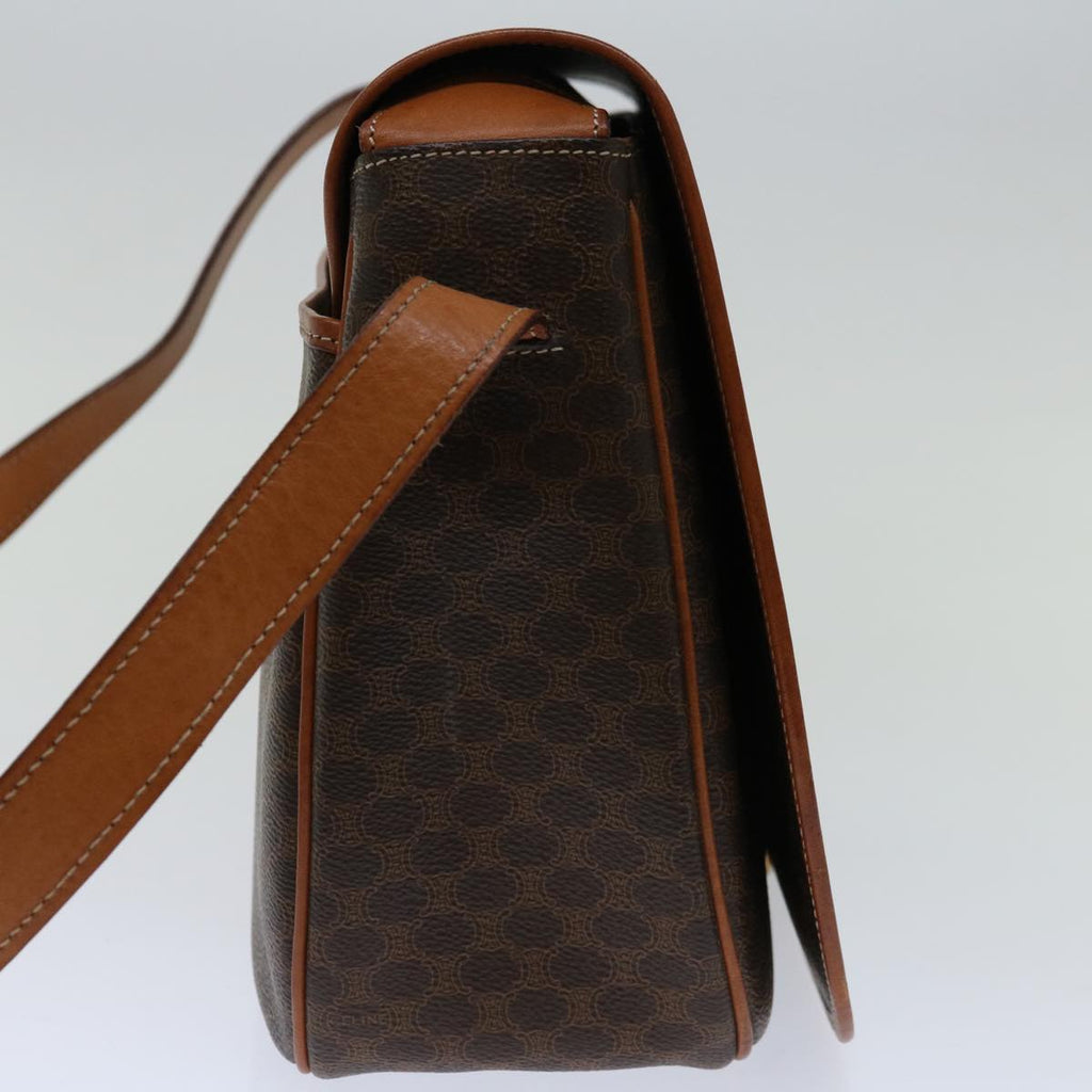 CELINE Macadam Canvas Shoulder Bag PVC Leather Brown Auth ki4098