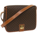 CELINE Macadam Canvas Shoulder Bag PVC Leather Brown  ki4109