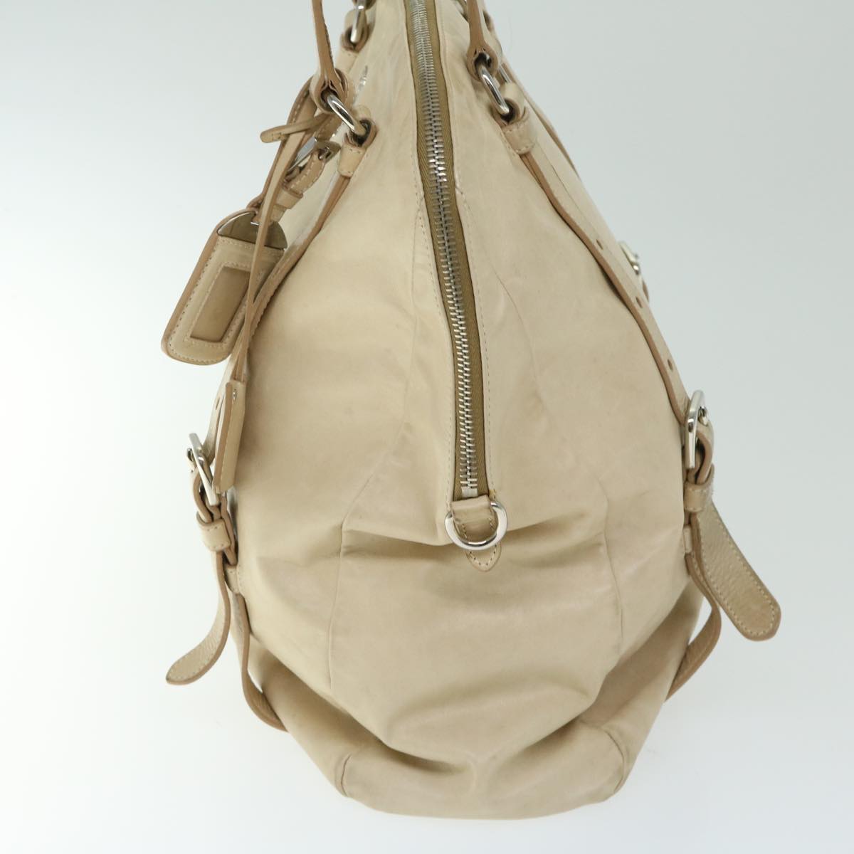 PRADA Tote Bag Leather Beige  ki4117