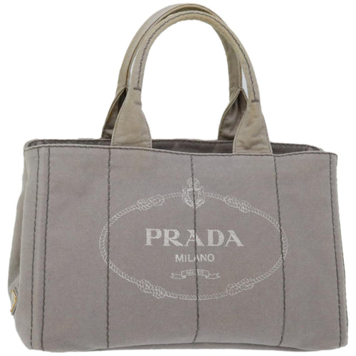 PRADA Canapa MM Hand Bag Canvas Gray  ki4125