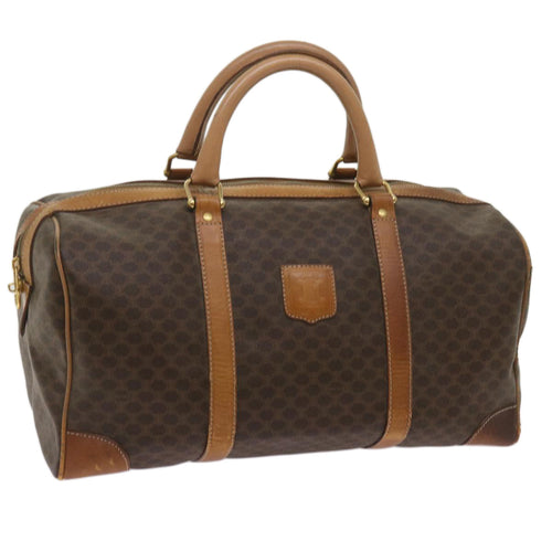 CELINE Macadam Canvas Boston Bag PVC Brown Auth ki4231