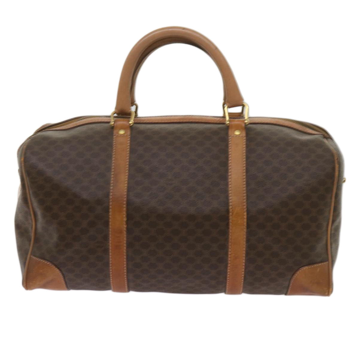 CELINE Macadam Canvas Boston Bag PVC Brown Auth ki4231