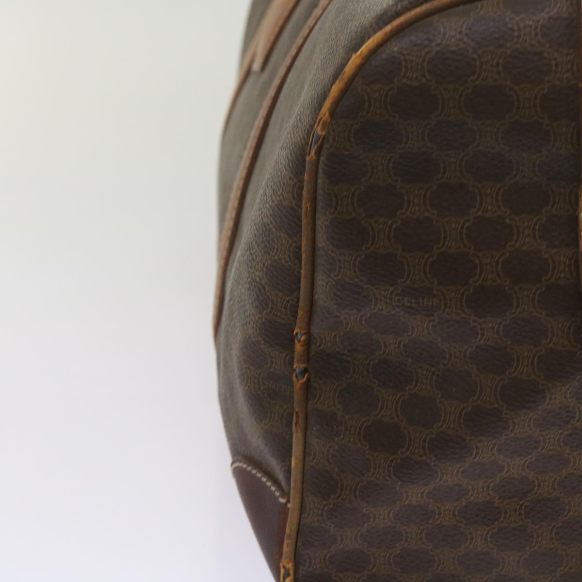 CELINE Macadam Canvas Boston Bag PVC Brown Auth ki4231