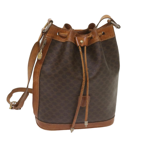 CELINE Macadam Canvas Shoulder Bag PVC Leather Brown  ki4237