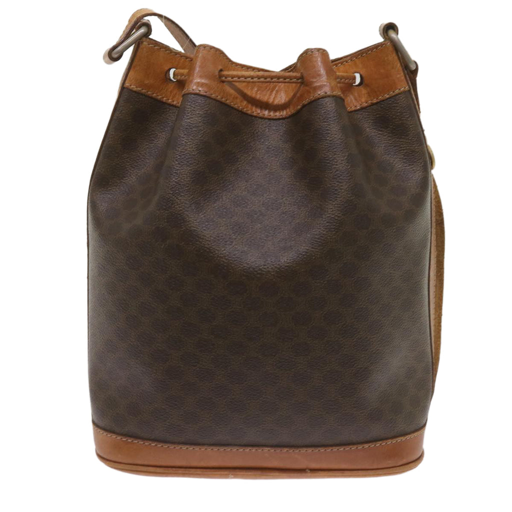 CELINE Macadam Canvas Shoulder Bag PVC Leather Brown  ki4237