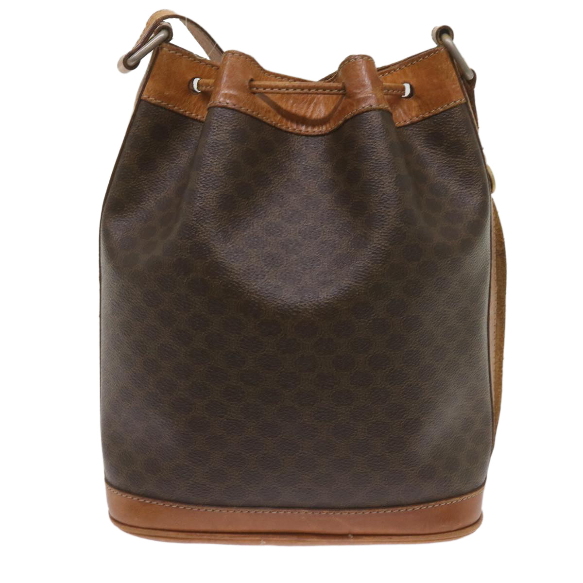 CELINE Macadam Canvas Shoulder Bag PVC Leather Brown  ki4237