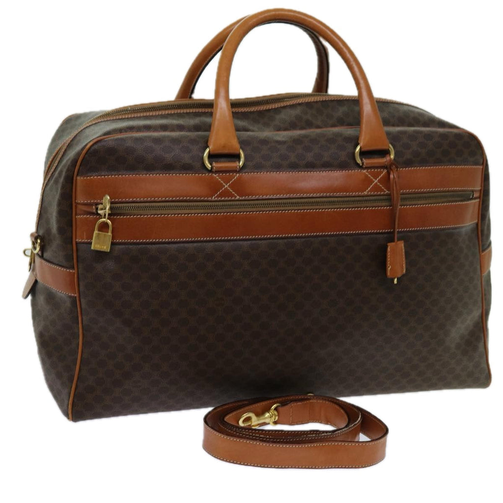 CELINE Macadam Canvas Boston Bag PVC 2way Brown  ki4248