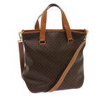 CELINE Macadam Canvas Tote Bag PVC Leather 2way Brown Auth ki4253