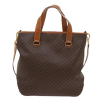 CELINE Macadam Canvas Tote Bag PVC Leather 2way Brown Auth ki4253