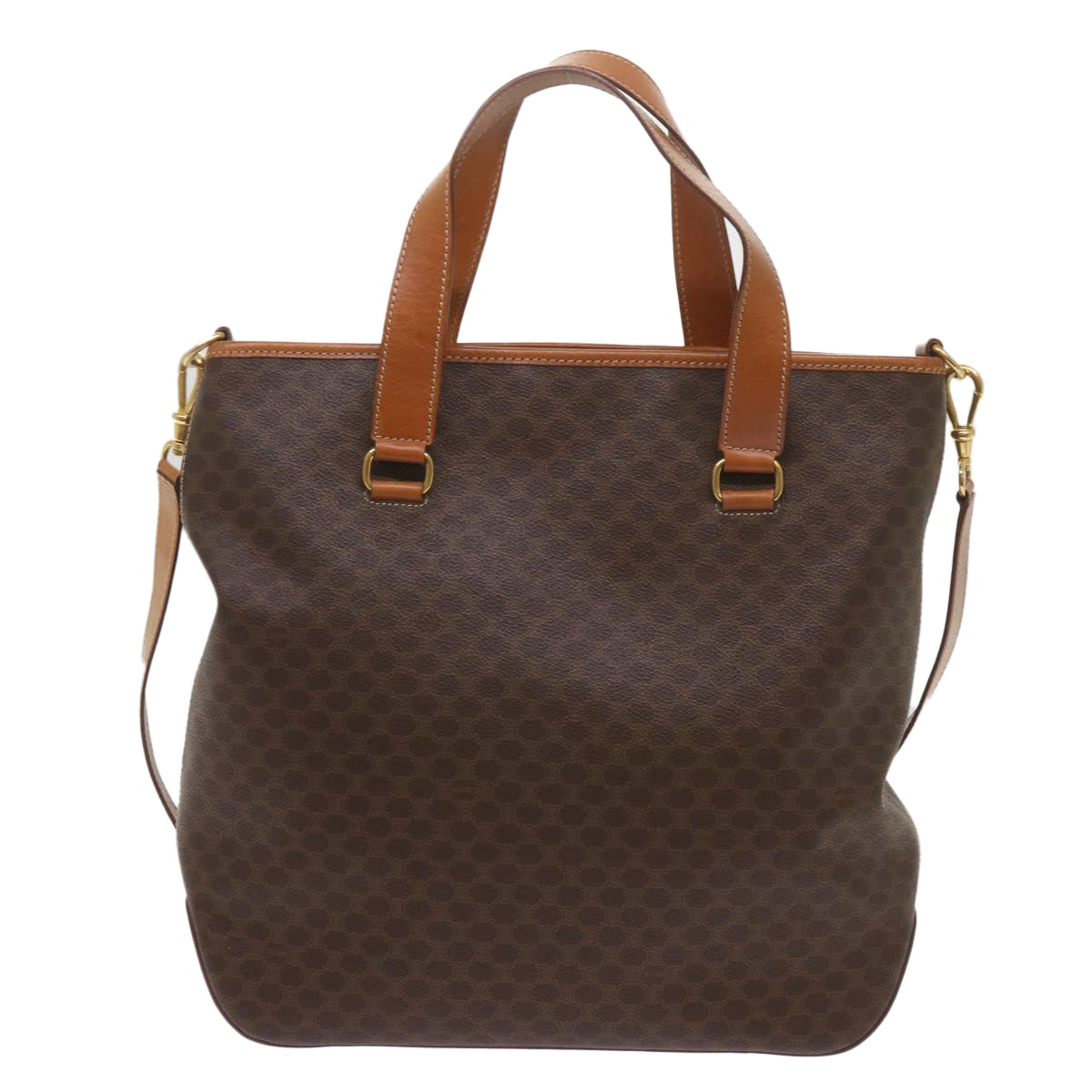 CELINE Macadam Canvas Tote Bag PVC Leather 2way Brown Auth ki4253