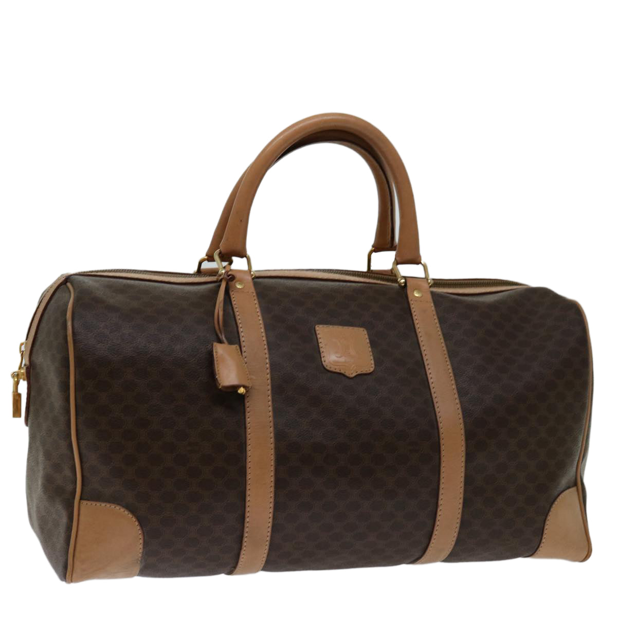 CELINE Macadam Canvas Boston Bag PVC Brown Auth ki4263