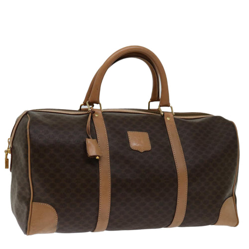 CELINE Macadam Canvas Boston Bag PVC Brown Auth ki4263