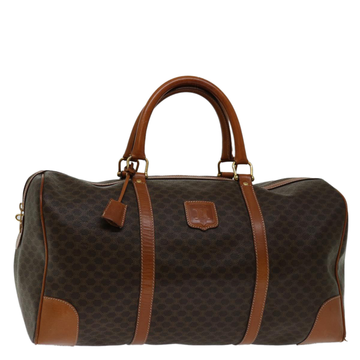 CELINE Macadam Canvas Boston Bag PVC Brown  ki4266