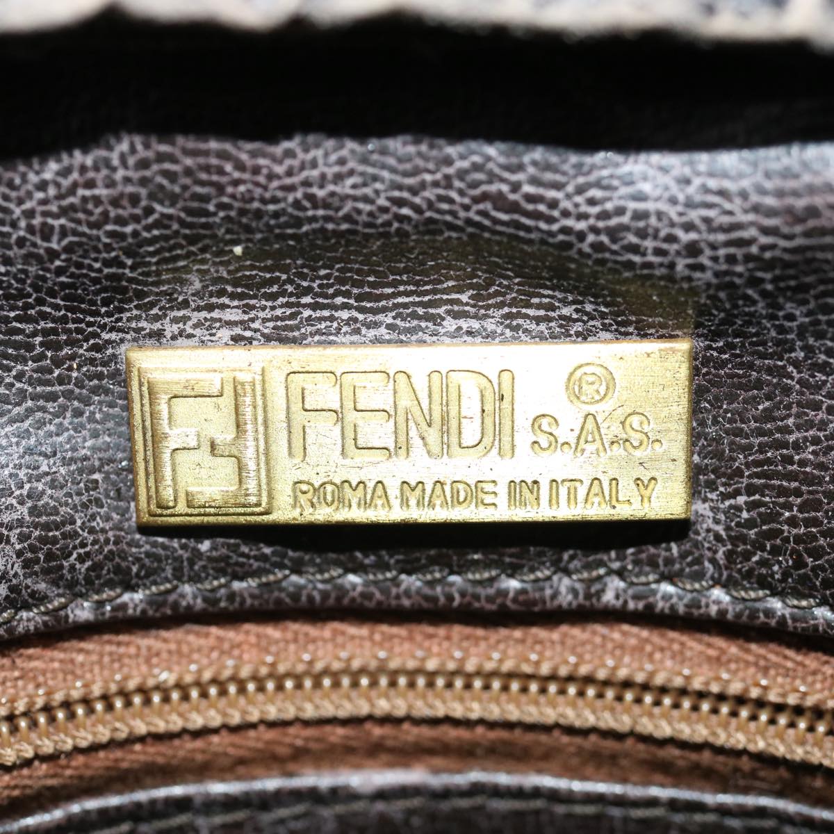 FENDI Zucchino Canvas Hand Bag Beigeki4322