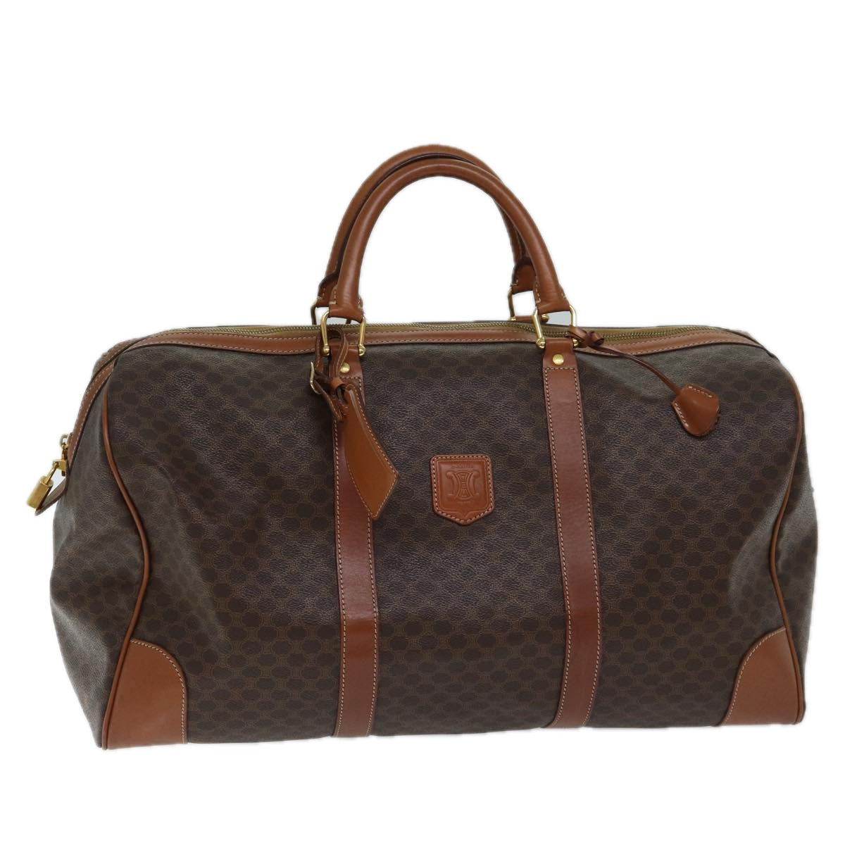 CELINE Macadam Canvas Boston Bag PVC Brown  ki4356