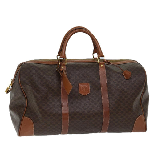 CELINE Macadam Canvas Boston Bag PVC Brown  ki4356