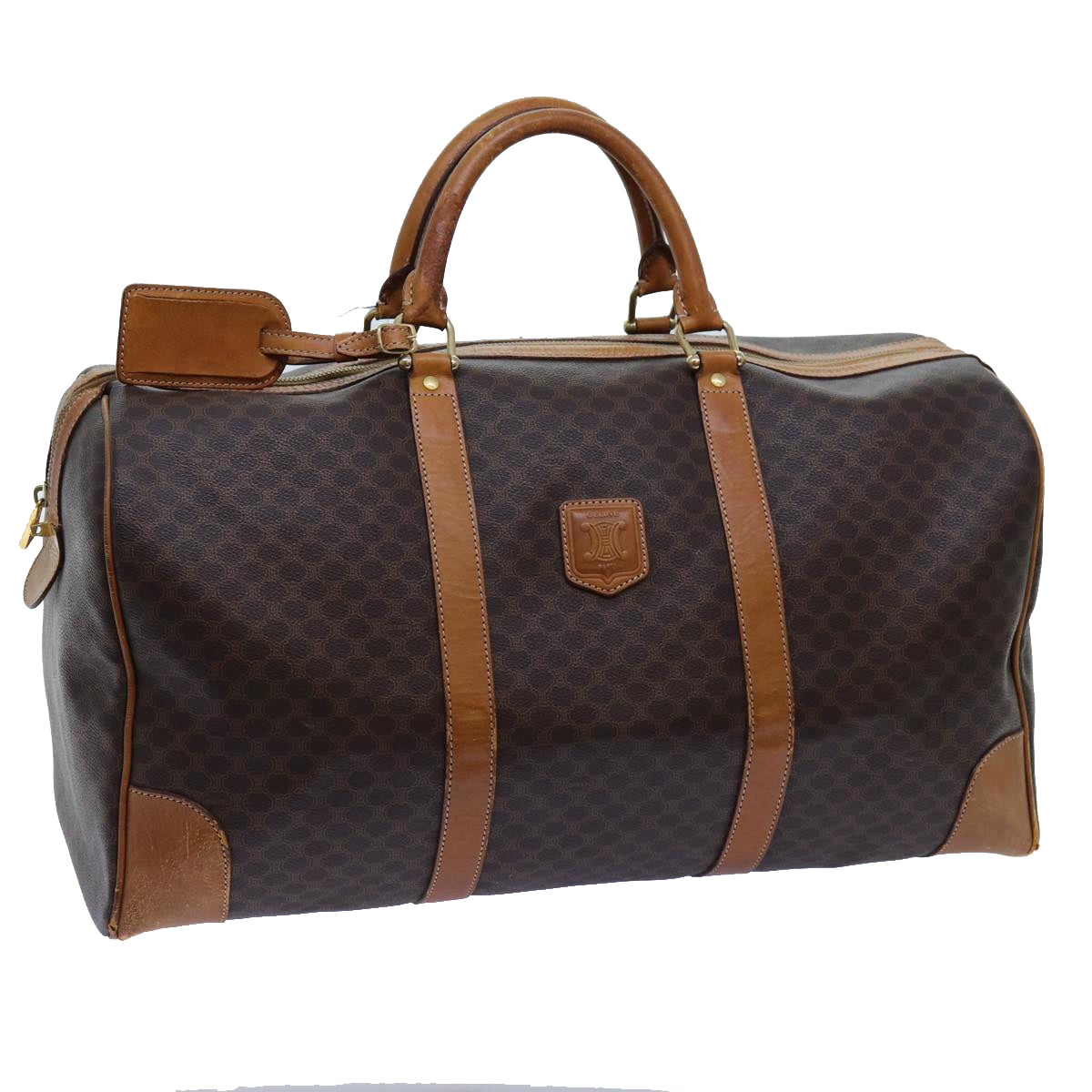 CELINE Macadam Canvas Boston Bag PVC Brown  ki4386