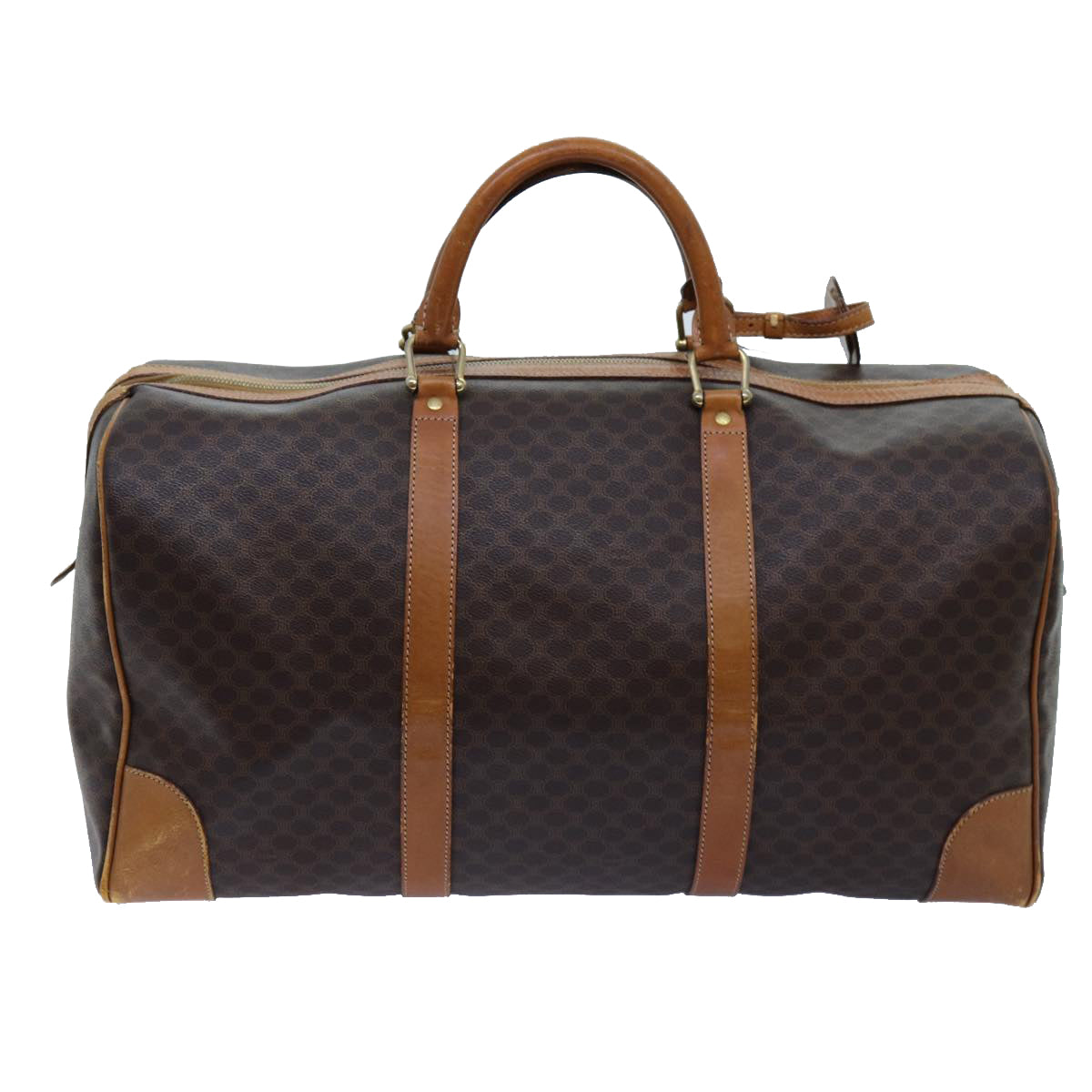 CELINE Macadam Canvas Boston Bag PVC Brown  ki4386