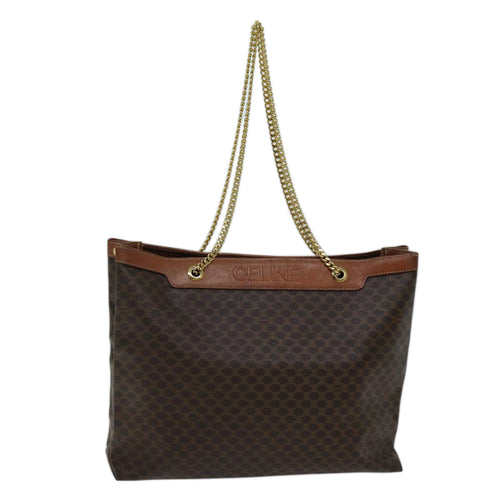 CELINE Macadam Canvas Chain Tote Bag PVC Brown  ki4403