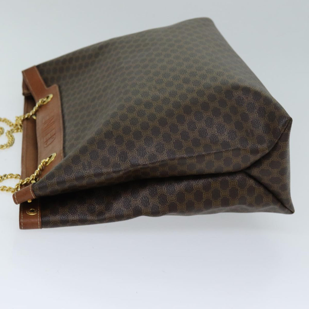 CELINE Macadam Canvas Chain Tote Bag PVC Brown  ki4403