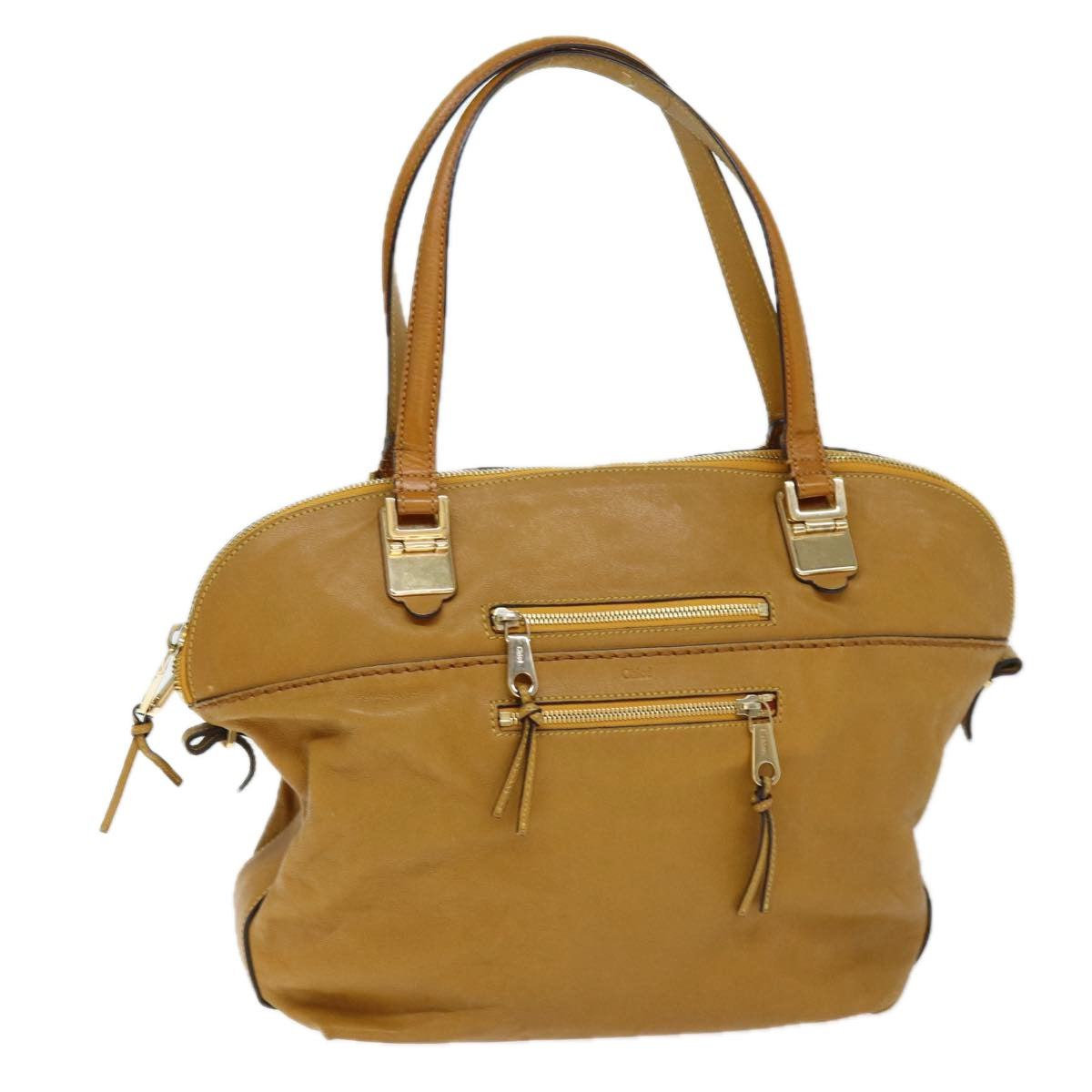 Chloe Angie Hand Bag Leather Beige ki4414