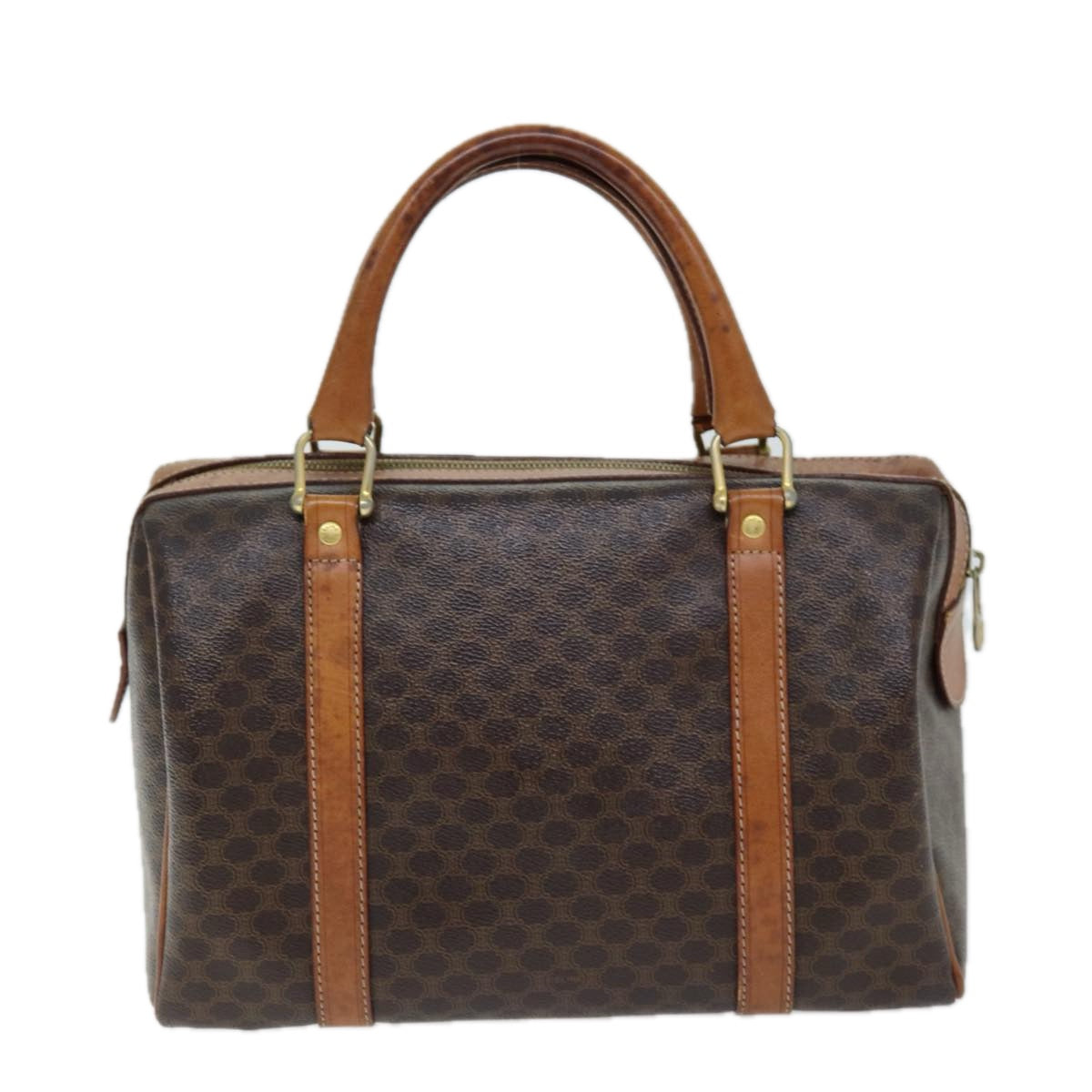 CELINE Macadam Canvas Boston Bag PVC Brown Auth ki4503