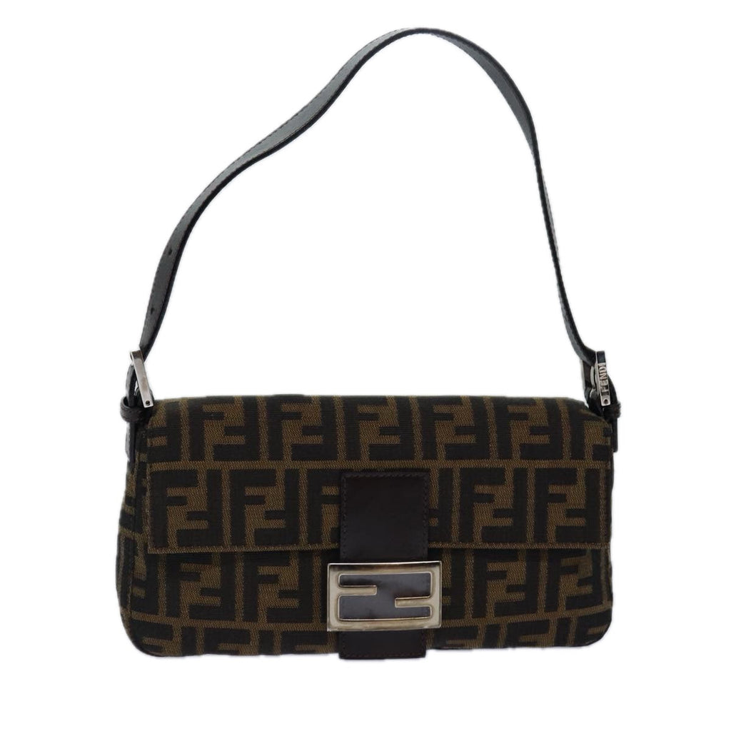 FENDI Zucca Canvas Mamma Baguette Shoulder Bag Brown Blackki4559A