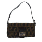 FENDI Zucca Canvas Mamma Baguette Shoulder Bag Brown Blackki4559A
