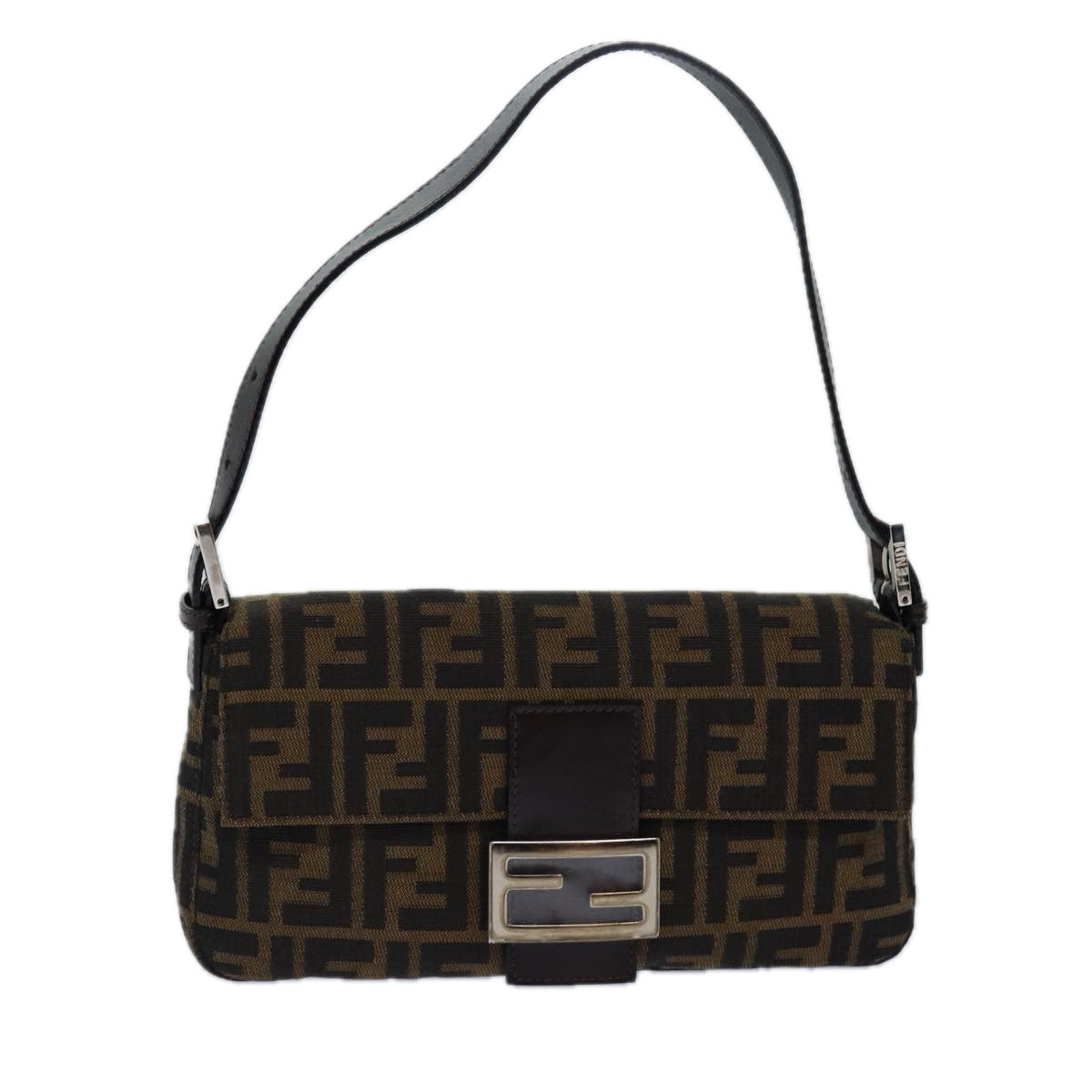 FENDI Zucca Canvas Mamma Baguette Shoulder Bag Brown Blackki4559A