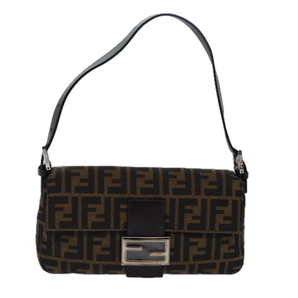FENDI Zucca Canvas Mamma Baguette Shoulder Bag Brown Blackki4559A
