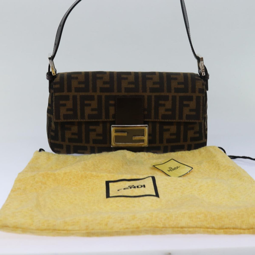 FENDI Zucca Canvas Mamma Baguette Shoulder Bag Brown Blackki4559A