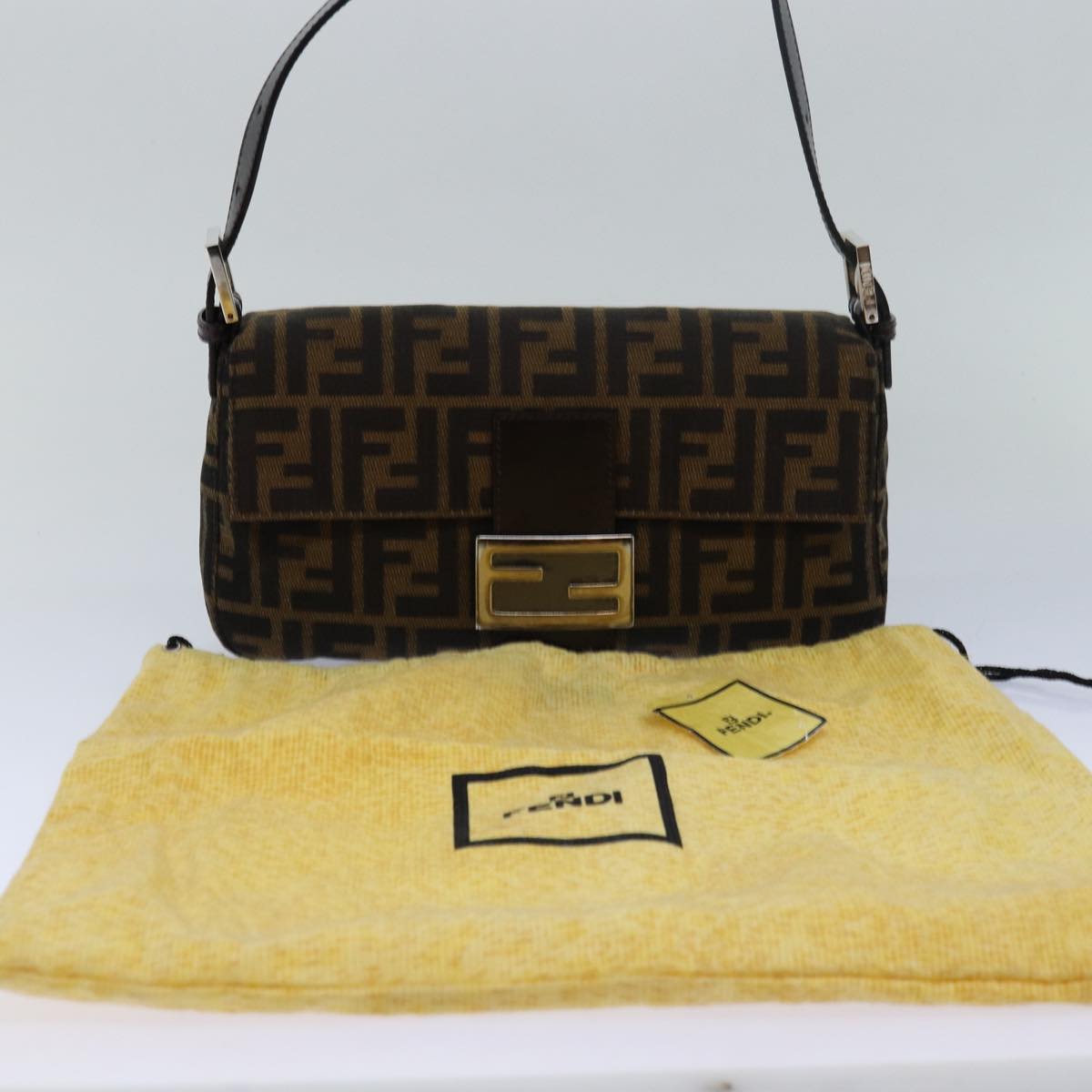 FENDI Zucca Canvas Mamma Baguette Shoulder Bag Brown Blackki4559A
