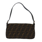 FENDI Zucca Canvas Mamma Baguette Shoulder Bag Brown Blackki4559A