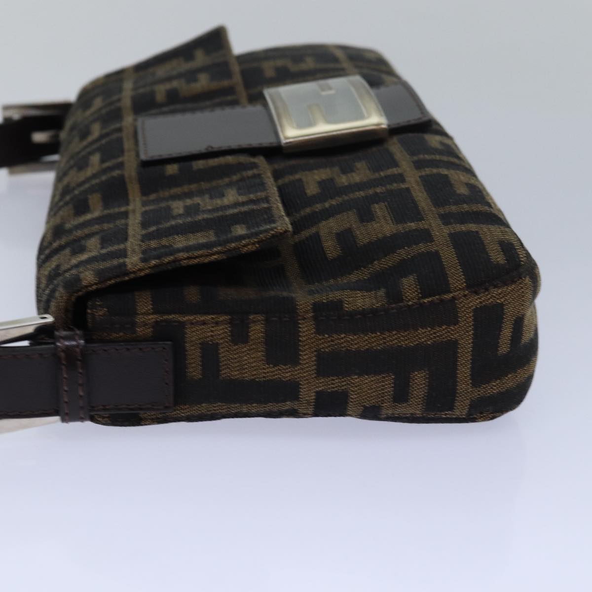 FENDI Zucca Canvas Mamma Baguette Shoulder Bag Brown Blackki4559A