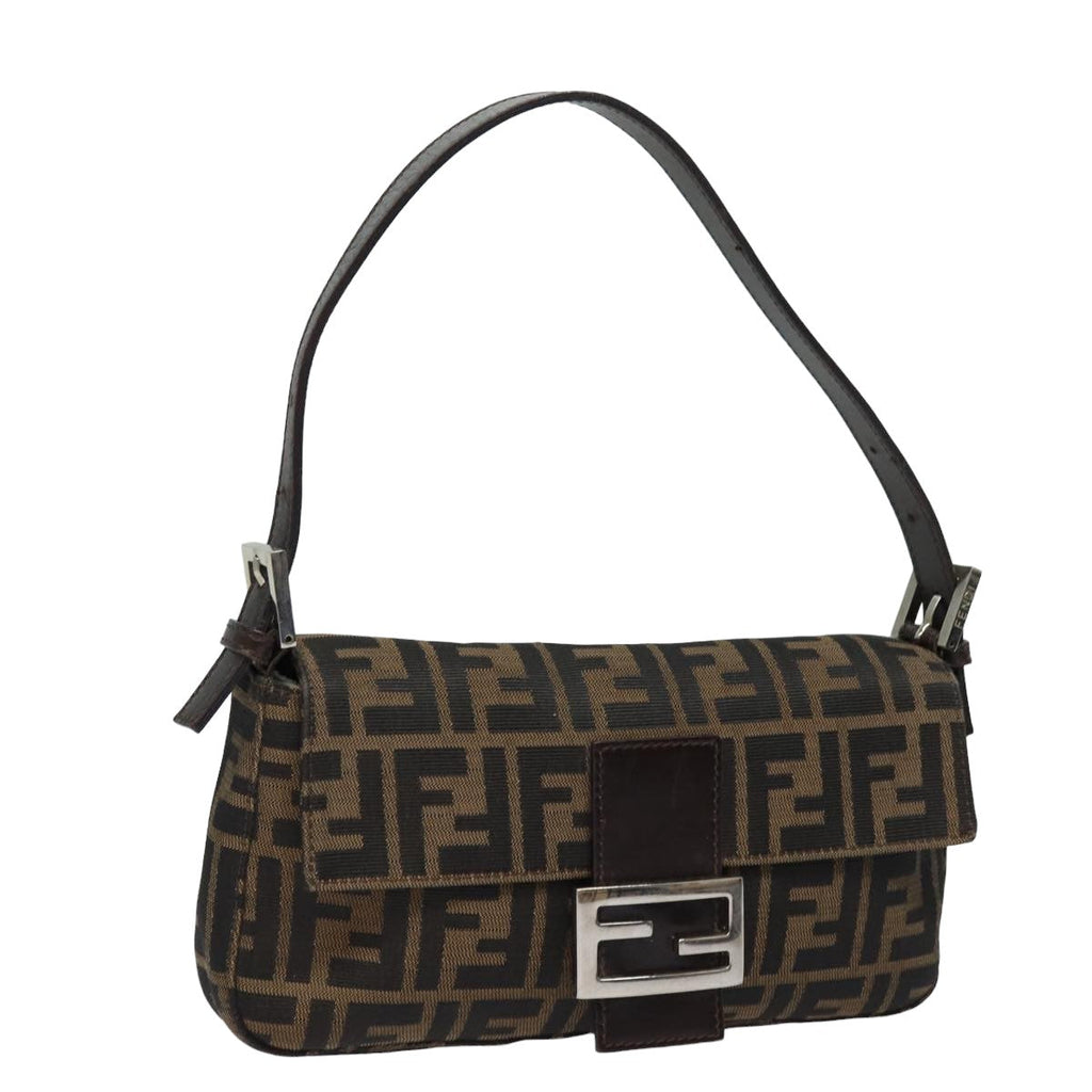 FENDI Zucca Canvas Mamma Baguette Shoulder Bag Brown Blackki4560