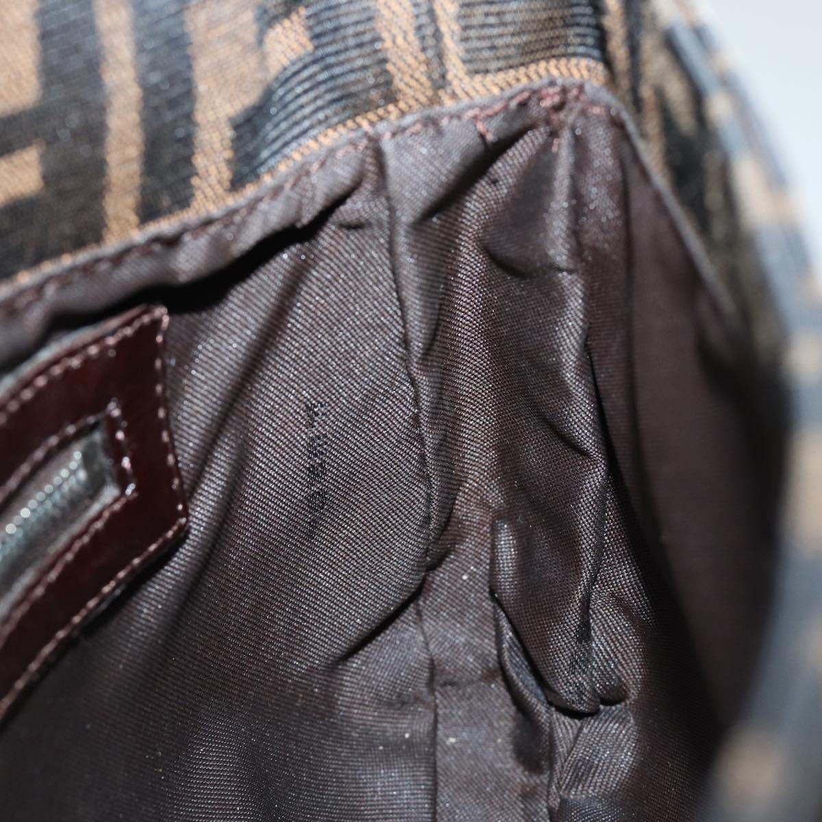 FENDI Zucca Canvas Mamma Baguette Shoulder Bag Brown Blackki4560