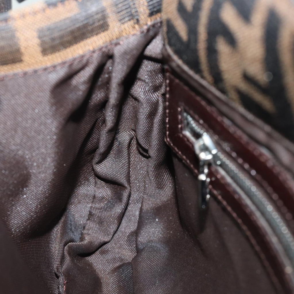 FENDI Zucca Canvas Mamma Baguette Shoulder Bag Brown Blackki4560